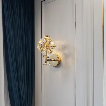 Kristal Yatak odası duvar lambası İskandinav Modern tarzı oturma odası koridor başucu kapalı ışık çalışma Otel sundurma aplik ev Fikstür için