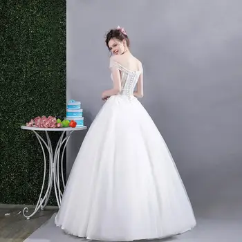 Güzellik Emily Beyaz Payetli Boncuk Derin V Yaka Topu Gwon Artı Boyutu Gelinlik 2017 Gelin Düğün Parti Seksi Elbiseler