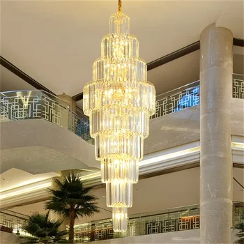 PARLAK Altın avize fikstür Modern lüks Kristal Kolye lamba ışık ev merdiven salonu dekorasyon için LED