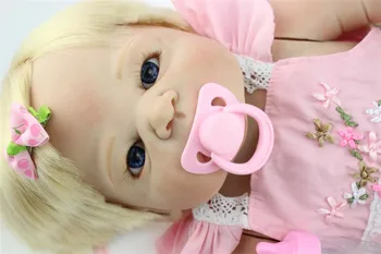 58 CM bebe bebek reborn Tam Vücut Silikon Reborn bebekler köklü sarı saç gerçek alive boneca brinquedos kız aşk hediye