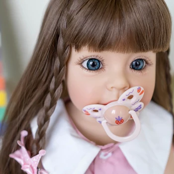 55cm silikon yeniden doğmuş yürümeye başlayan çocuk kız prenses Sue-Sue kız oyuncak doğum günü ve Noel için