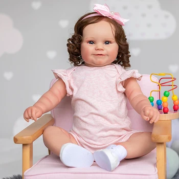Maddie Iki Boyutu Versiyonu Reborn Yürümeye Başlayan Popüler Sevimli Kız Bebek Köklü Kahverengi Saç Yumuşak peluş oyuncak Vücut Yüksek Kaliteli Bebek