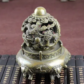 MOEHOMES Çin bakır el sanatları dargon heykeli Bakır tütsü brülör aile dekorasyon metal el sanatları