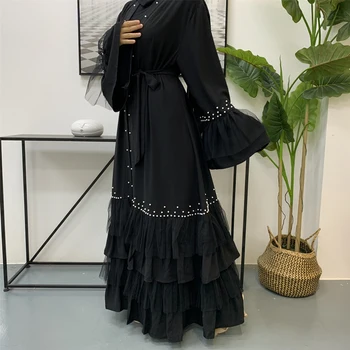Bangladeş Abaya Dubai Açık Kimono Abayas Kadınlar Müslüman Başörtüsü Elbise Türk Kaftan Boncuk Hırka İslam Giyim Ramazan EİD