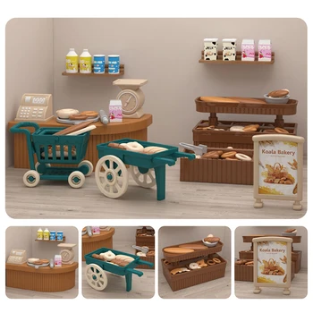 Orman Aile Mutfak Dollhouse Mobilya Ren Geyiği Hayvan Ekmek Süpermarket Minyatürleri Bebek Evi Aksesuarları Kız Oyun Hediye