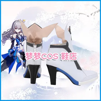 Anime Honkai Darbe 3rd Bronya Zaychik Cosplay Çizmeler Beyaz Deri Ayakkabı Yüksek Topuk Cadılar Bayramı Partisi Sahne Custom Made