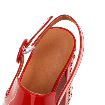 REAVE KEDI Kadın Sandalet Burnu açık Yüksek Blok Topuklu Rugan Toka Kayış Platformu Artı Boyutu 34-43 Siyah Beyaz Yaz S2849