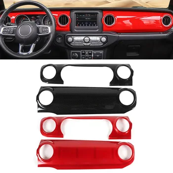 Araba Styling Merkezi Konsol Pano Paneli ayar kapağı Jeep Wrangler JL 2018 2019 2020 Için ABS Plastik Karbon Fiber / Kırmızı