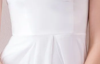 JaneVini 2018 Beyaz Şifon Uzun Gelinlik Modelleri Kapalı Omuz Fermuar Geri Kat Uzunluk A Hattı Balo Abiye Robe Mousseline