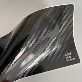 6D Parlak Siyah Karbon Fiber Vinil Kabarcık Ücretsiz Hava Yayın Araç Wrap Film Otomotiv DIY Çıkartmaları