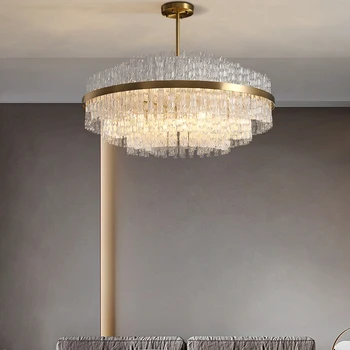 Bükülmüş cam tüp avize modern ışık lüks kristal avize oturma odası lamba yeni restoran lamba yatak odası avize