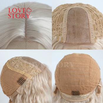 Lovestory Uzun Kıvırcık Sentetik makine yapımı peruk # 613 renk ısıya dayanıklı sentetik yedek saç Dokuma ıçin
