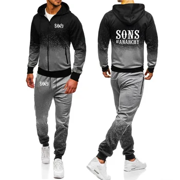 2021 SOA anarşi Sons çocuk Spor SAMCRO Degrade Hoodies Erkekler Streetwear fermuarlı ceket Kazak Eşofman Altı Takım Elbise