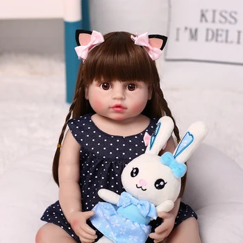 55 CM Bebe Rerborn Bebek Bebek Kiti Toddler Silicontoddler Kız Pembe Oyuncak Çok Yumuşak Tam Vücut Silikon Kız Lol Bebek Çocuk Oyuncakları