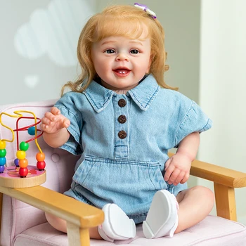 60 CM Reborn Bebek Kız YANNİK Köklü Saç Reborn Yürümeye Başlayan Popüler Yumuşak Dokunmatik Yüksek Kalite Reborn bebek oyuncakları Kız için
