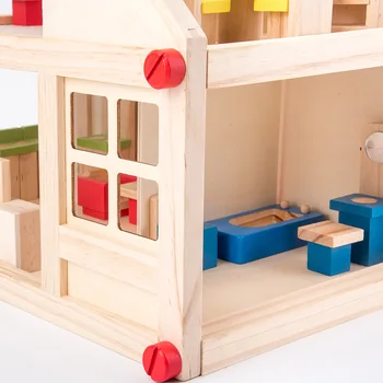 Yüksek Kaliteli çocuk Oyun Evi Oyuncak Bebek Oyuncak Prenses Evi Lüks Yazlık Simülasyon Odası Ahşap Butik Bebek Evi Hediye