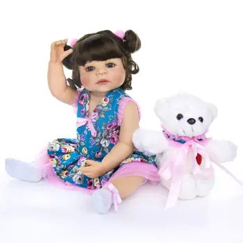 55 cm Tam Silikon bebes Reborn Bebek Bebek Oyuncak Kız Vinil Yenidoğan Prenses Bebekler çocuk Yıkanmak Için Eşlik Eden Oyuncak doğum günü hediyesi