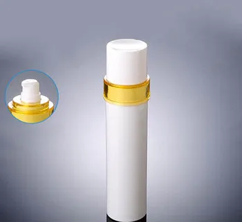 120G beyaz krem PET şişe w Sarı omuz ve beyaz şeffaf kapak kozmetik konteyner basın pompası f serum losyonu, vakıf