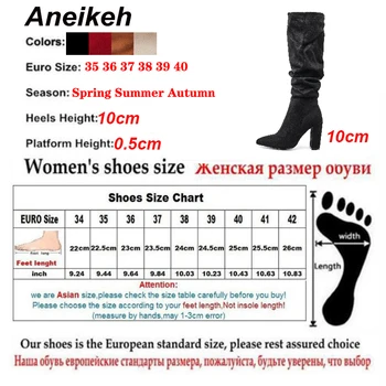 Aneikeh Seksi Pilili Kısa Peluş Kadın Kış Yüksek Çizmeler Moda Kare Topuk platform ayakkabılar 2022 Dikiş Diz - Yüksek Botas De Mujer