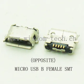 1000 ADET Mikro USB jack 2.0 kadın B tipi telefon/dizüstü/notebook / ipad kuyruk soket konnektör SMT 5 P (OPPOİSİTE) ÇÖZGÜ / DÜZ AĞIZ