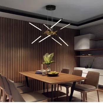 Basit altın siyah yeni modern LED avize ev dekorasyon yemek odası iç aydınlatma