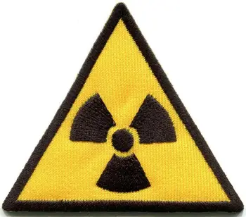 Sıcak! Radyasyon ışareti nükleer sembol tehlike uyarı aplike demir-on patch (Boyutu yaklaşık 5.5 * 4.5 cm)