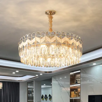 Altın kristal avize oturma odası dekorasyon üstün yemek odası aydınlatma led avize yatak odası 2021