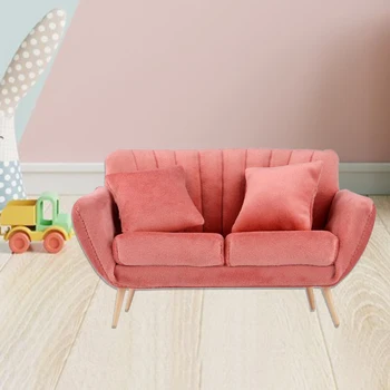 Sevimli 1/12 Dollhouse kanepe minyatür oturma odası mobilya DIY oyuncak hediyeler için