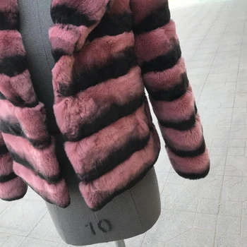 Kürk Ceket 100 % Gerçek Rex Tavşan Kürk 2021 Yeni Moda Kırpılmış Dış Giyim Yüksek Kalite