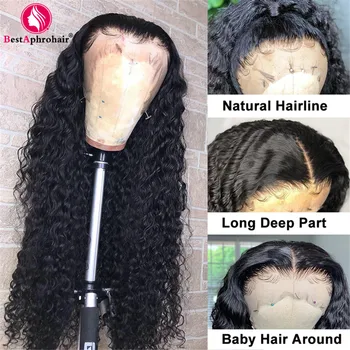 Derin Dalga Ön Peruk Dantel Ön insan saç Peruk Siyah Kadınlar ıçin Brezilyalı Saç Peruk Derin Kıvırcık Dantel ön peruk 150 % Denisty