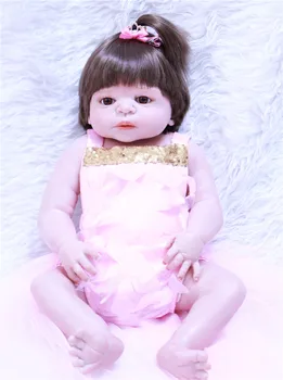22 inç 55 cm Tam silikon Vinil Prenses Yürüyor Bebekler Bebekler modelleme Kız doğum günü hediyesi Mevcut Çocuk Oyun Evi Oyuncak