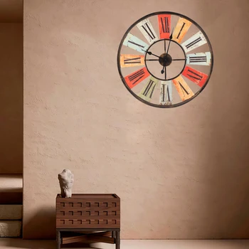 Metal duvar saati Büyük Sessiz Saat 67 cm Büyük Romen Rakamları ile Demir Saatler Oturma Odası Mutfak Cafe Ev Ofis için
