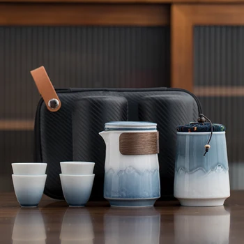 Kung Fu çay Seti Retro Japon Çay Bardağı Yaratıcı Seramik Ofis çay seti Seyahat Vintage Porselen Jogo De Xicaras Drinkware