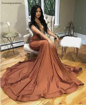 Mermaid Gelinlik Modelleri Seksi Derin V Boyun Altın Aplikler Cap Sleeve Akşam Parti Törenlerinde Örgün vestidos de gala