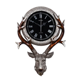 İskandinav kolye saat oturma odası lüks dekorasyon ev retro yaratıcı sanat sessiz geyik kafası saat