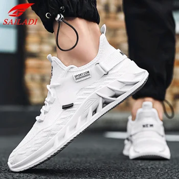 Saıladı koşu ayakkabıları Erkekler Nefes Fly Dokuma Moda Rahat Spor Ayakkabı Açık Eğitim Yürüyüş Sneakers SKD07