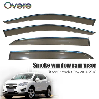 OVERE YENİ 1 Takım Duman Pencere Yağmur Visor Için Chevrolet Trax 2016 2017 2018 ABS Havalandırma Güneş Deflector Guard Aksesuarları