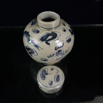 Çin Eski Porselen Kırık Sır Mavi Ve Beyaz Ejderha Desen Kapak Olabilir