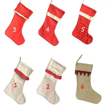 30 adet Toptan Boşlukları Noel Stocking Çuval Fırfır Santa Çorap Çocuk Hediye Çanta Duvara Asmak Toptan