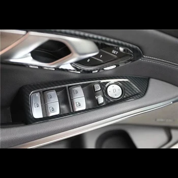 BMW 3 Serisi 2020-2021 için Sol El Sürücü 4 ADET Araba Pencere Asansör Anahtarı Düğmeleri Kapak Karbon Fiber ABS Araba Aksesuarları