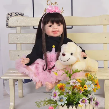 22 inç Son yeni Silikon Reborn Boneca Realista Moda tatlı kalp bonecas Çocuk doğum günü hediyesi Bebes Reborn Bebekler oyuncak bebek
