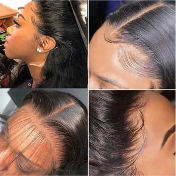 1B Siyah Derin Dalga 13x4 Dantel Ön insan saç Peruk Kadınlar Için 12-28 Inç Şeffaf sırma ön peruk Brezilyalı Remy İnsan Saç