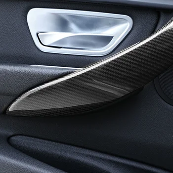 Gerçek karbon fiber İç kulp kılıfı süslemeleri Araba aksesuarları Için BMW3 F30 2013-2018 3GT F34-2018 4 F33 F34 F36-2018