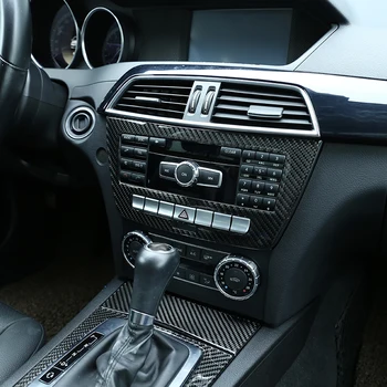 1 Pcs Yumuşak Karbon Fiber Mercedes Benz C Sınıfı Için W204 2011-2013 Araba Aksesuarları Multimedya Anahtarı Paneli Sticker