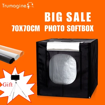 TRUMAGINE 70 CM Led fotoğraf Stüdyosu Yumuşak Kutu fotoğraf ışık kutusu Çekim Lightbox +Dimmer Anahtarı İçin Oyuncaklar Giyim