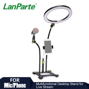 Lanparte Masaüstü Canlı akışı Standı ile Gooseneck esnek kol, 8 inç LED halka ışık ve mikrofon kelepçe