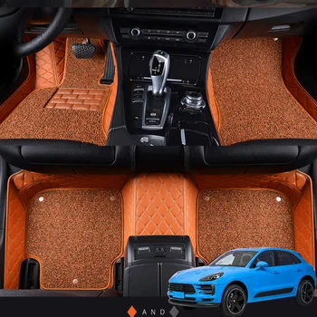 Çift katmanlı Deri ıç Parçaları Özelleştirilmiş Araba Kat Mat Porsche Macan 2016 2020 Halı Kilim Pedleri Aksesuarları