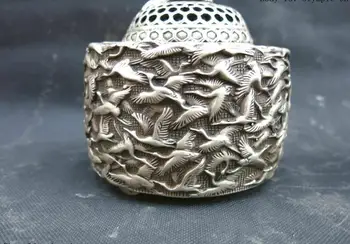 Çin gümüş oyma ince kaplumbağa birçok vinç Tütsü Brülör Heykel