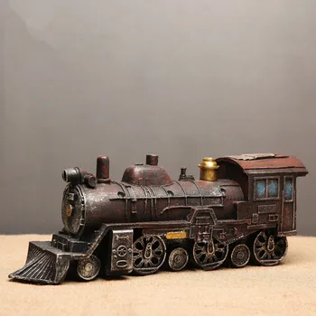 Vintage Nostaljik Buharlı Tren Modeli Masaüstü Süsler Reçine El Sanatları Antika Lokomotif Modeli Ev Dekor Hatıra Doğum Günü Hediyeleri