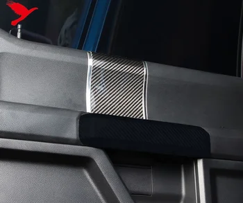 Ford F-150 F150-2019 için Araç İç İç Kapı Kolları Kapak Trim Gerçek Karbon Fiber Aksesuarları 4 adet